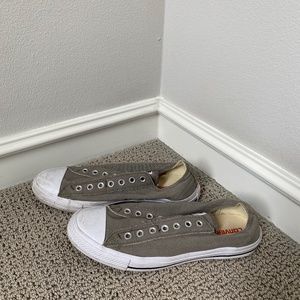 ALL-STAR CONVERSE CHUCK TAYLORS: HEATHER GRAY DISTRESSED SLIP-ON
